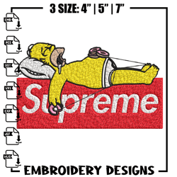 homer simpson supreme embroidery design, simpson embroidery, cartoon design, embroidery file, instant download