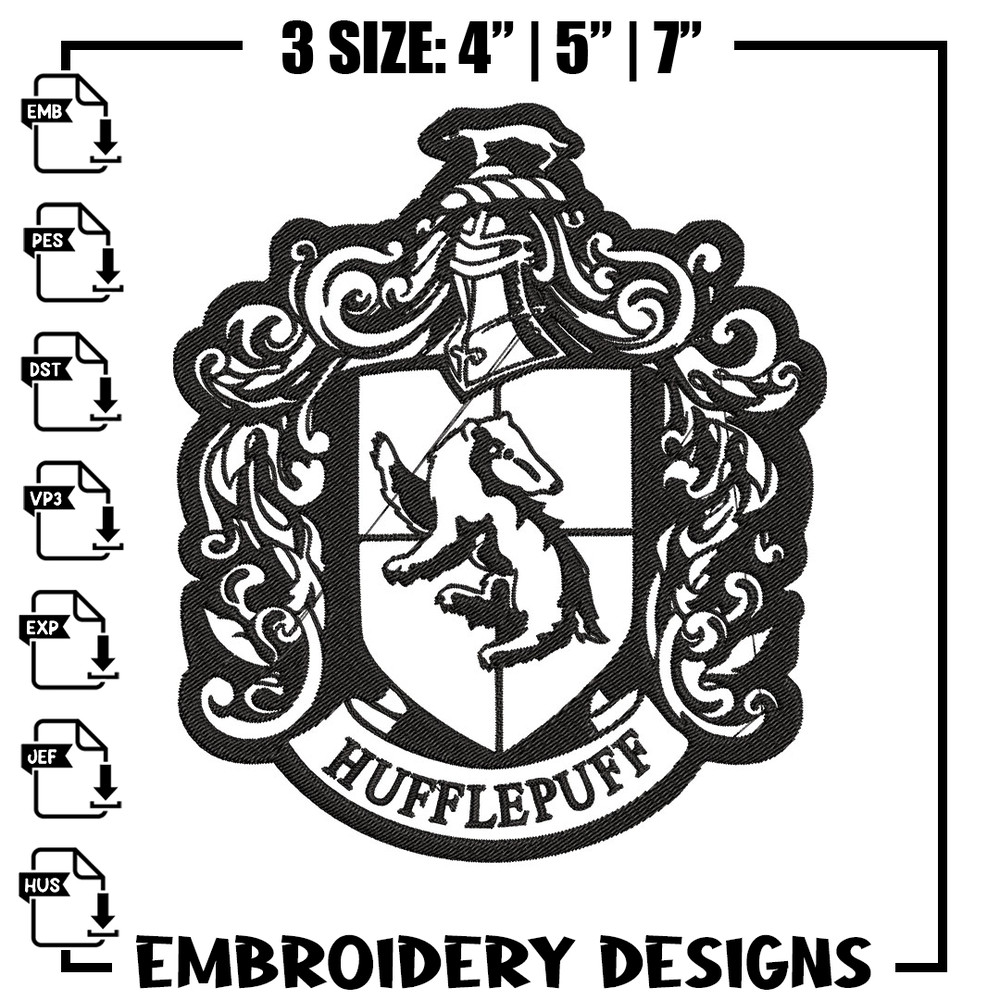 Hufflepuff Crest Embroidery Design, logo Embroidery, Embroidery File, logo shirt, Embroidery design, Digital download..jpg