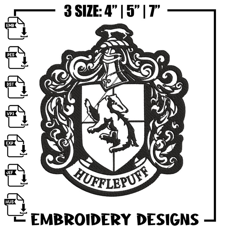 Hufflepuff Crest Embroidery Design, logo Embroidery, Embroidery File, logo shirt, Embroidery design, Digital download..jpg