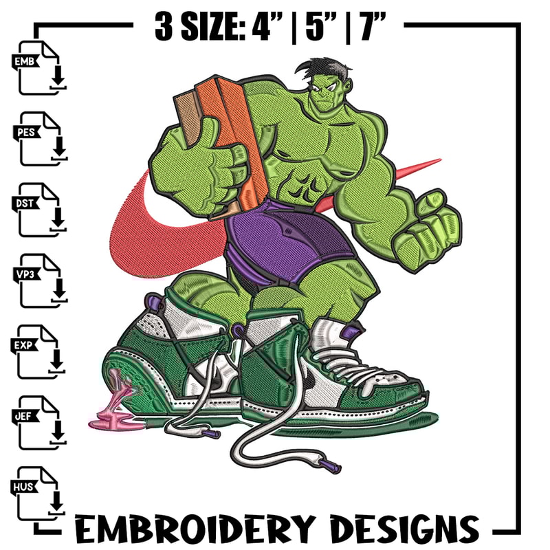 Hulk x nike Embroidery Design, Marvel Embroidery, Embroidery File, Nike Embroidery, Anime shirt, Digital download.jpg