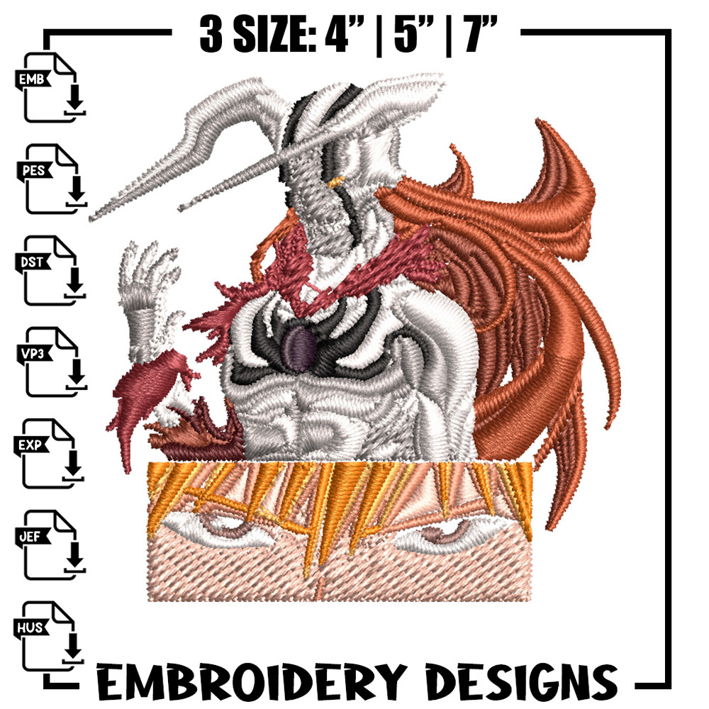 Ichigo demon Embroidery Design, Bleach Embroidery, Embroidery File, Anime Embroidery, Anime shirt, Digital download.jpg