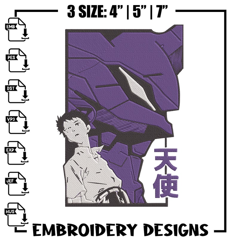 Ikari Shinji Embroidery Design, Evangelion Embroidery, Embroidery File, Anime Embroidery, Anime shirt, Digital download..jpg