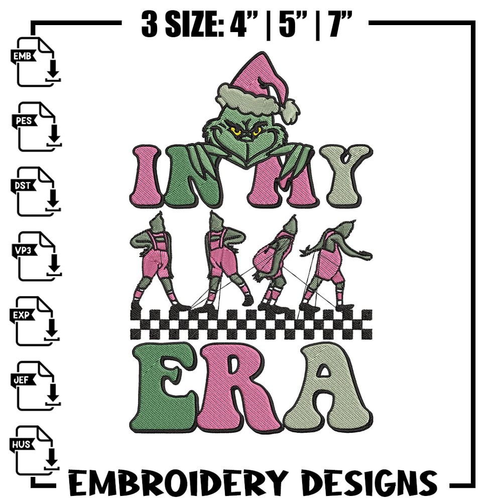 In my era Embroidery Design, Grinch Embroidery, Embroidery File, Chrismas Embroidery, Anime shirt, Digital download.jpg
