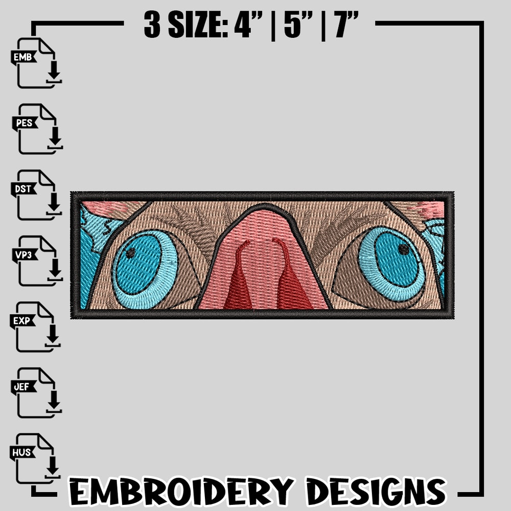 Inosuke Mask eyes embroidery design, Kimetsu no Yaiba embroidery, anime design, logo design, Digital download.jpg
