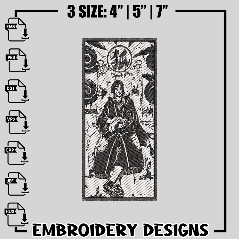 Itachi embroidery design, Naruto embroidery, anime design, logo design, anime shirt, Digital download.jpg