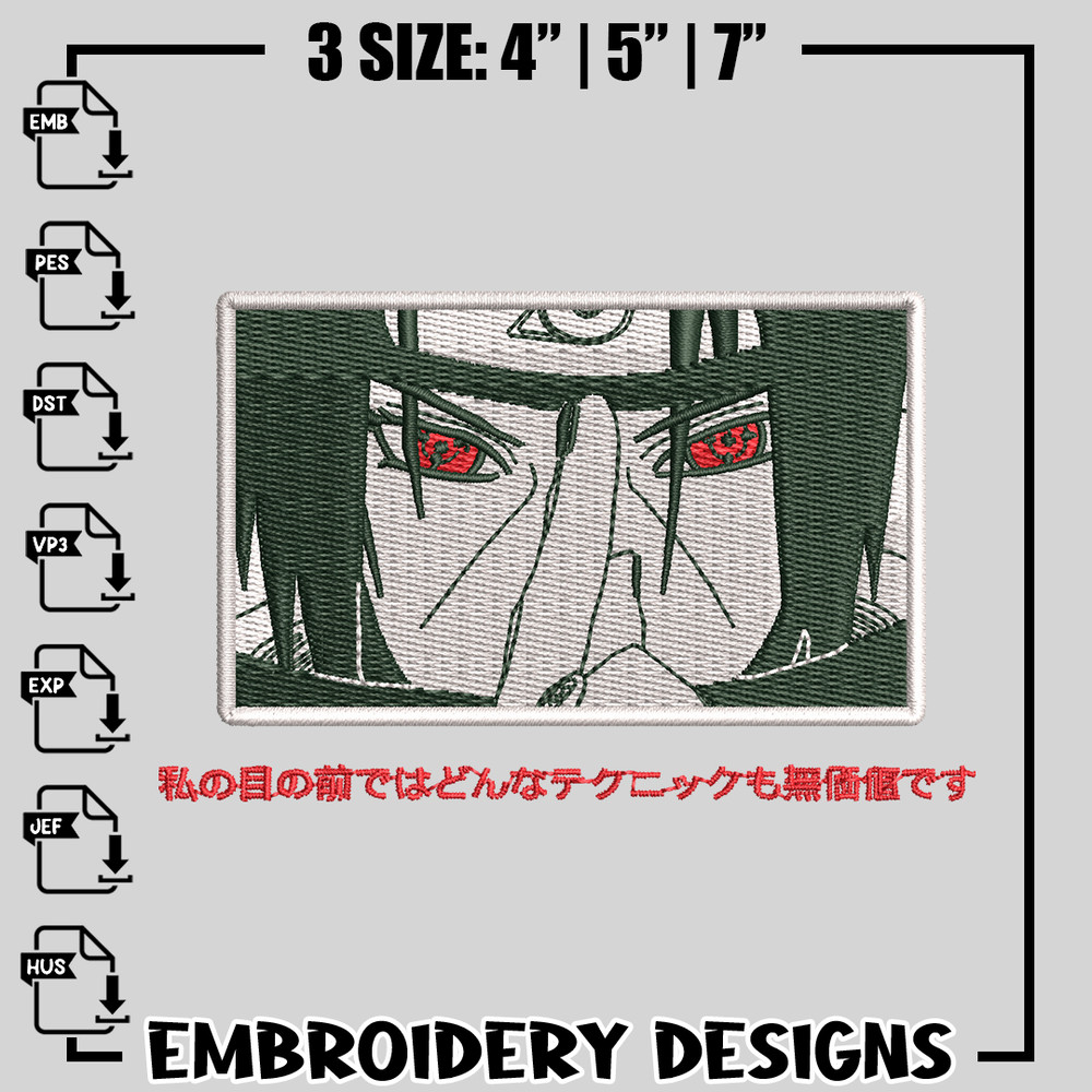 Itachi sharingan embroidery design, Naruto embroidery, anime design, logo design, anime shirt, Digital download.jpg