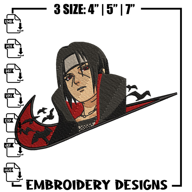 Itachi Uchiha Nike embroidery design, Naruto embroidery, Nike design, anime design, anime shirt, Digital download.jpg