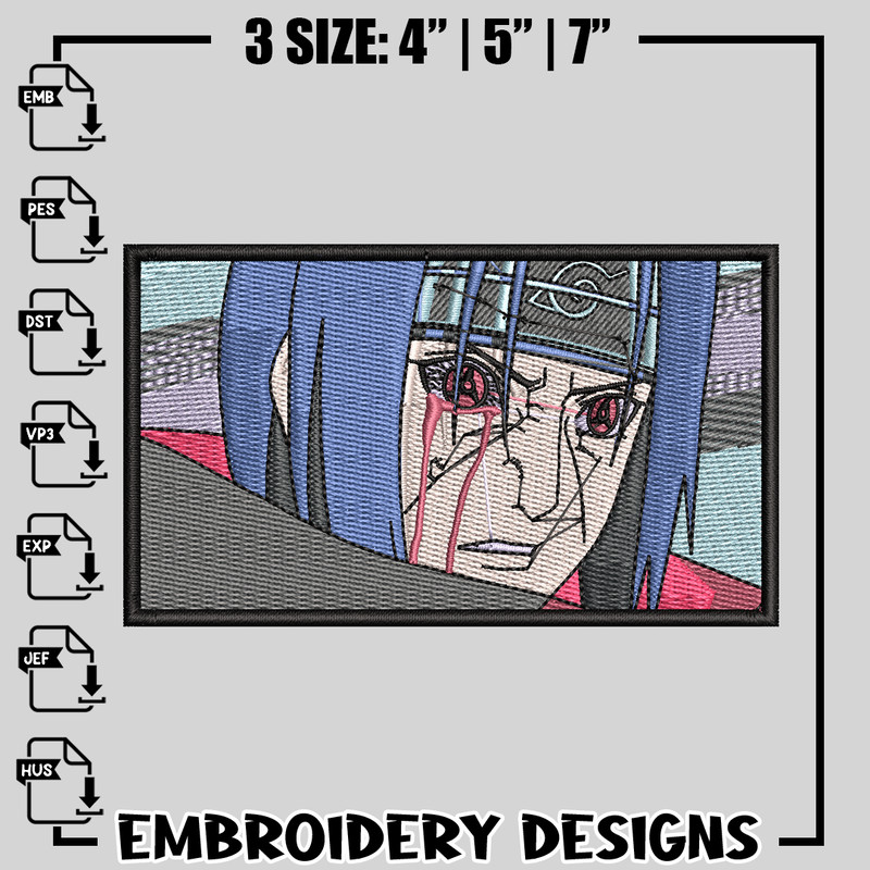 Itachi V4 Rectangle embroidery design, Naruto embroidery, anime design, logo design, anime shirt, Digital download.jpg