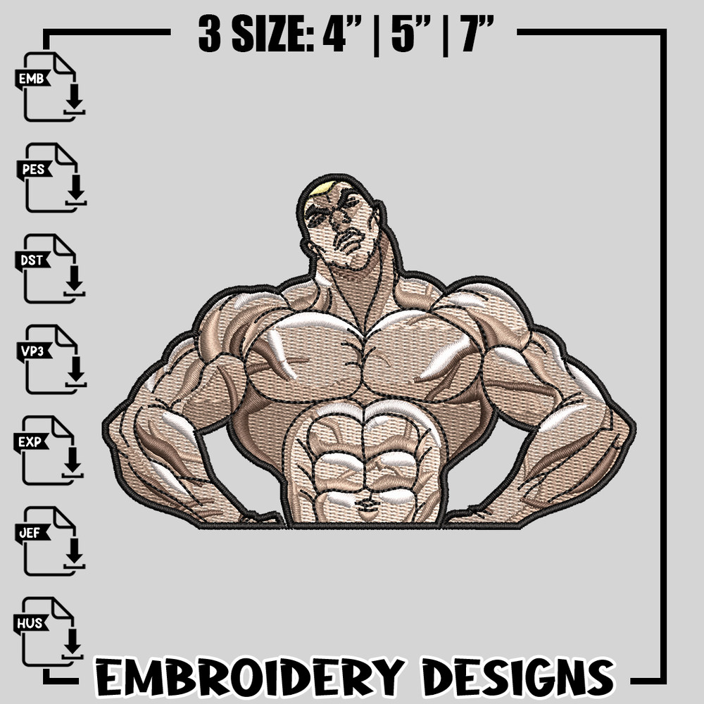 Jack Hanma Body embroidery design, Baki embroidery, anime design, nike design, anime shirt, Digital download.jpg