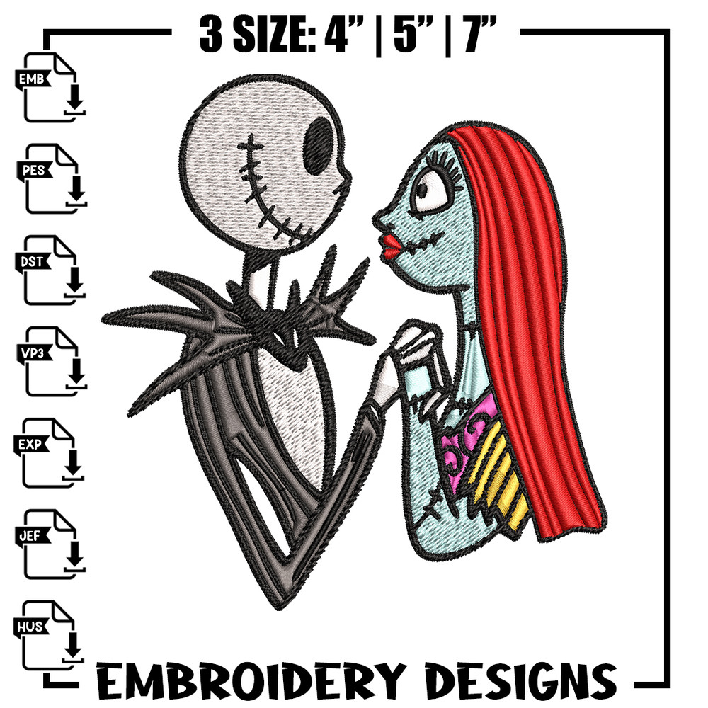 Jack and Sally love Embroidery design, Horror Embroidery, horror design, Embroidery File, logo shirt, Digital download..jpg