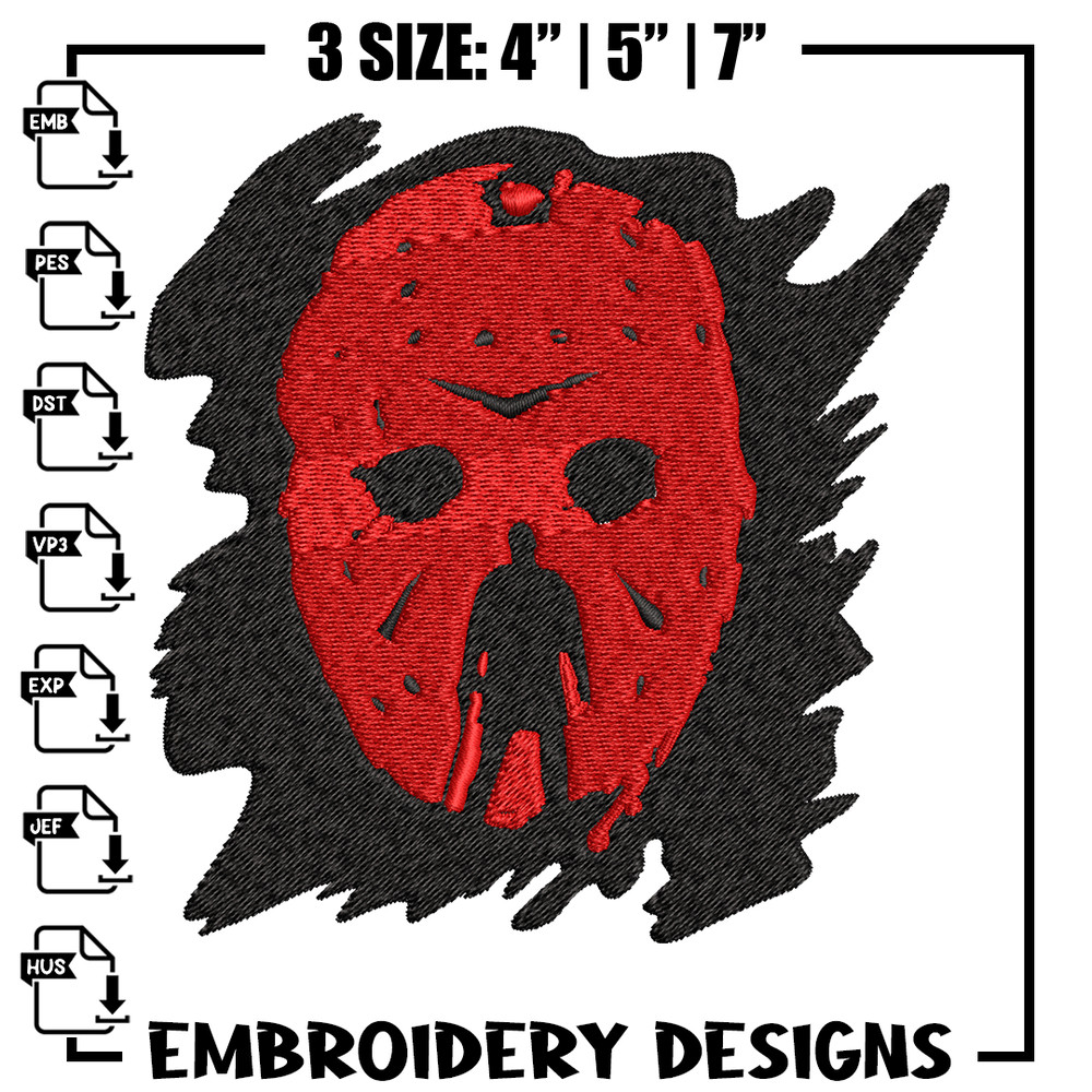 Jason Voorhees Embroidery design, Horror Embroidery, horror design, Embroidery File, logo shirt, Digital download..jpg