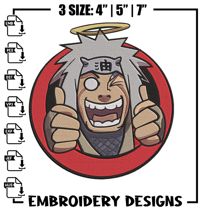 Jiraiya circle Embroidery Design, Naruto Embroidery, Embroidery File, Anime Embroidery, Anime shirt, Digital download.jpg