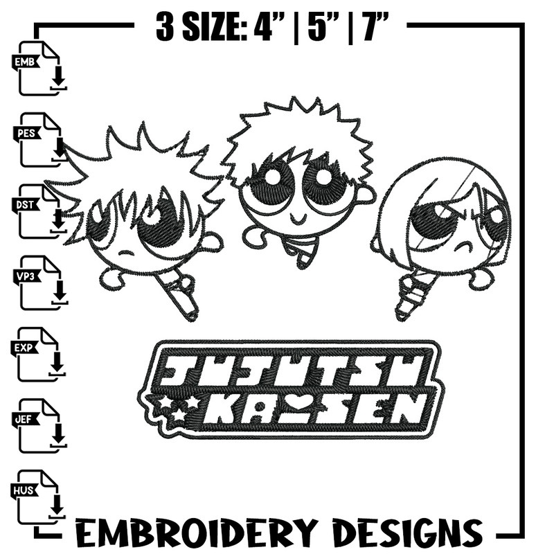 Jujutsu chibi Embroidery Design, Jujutsu Embroidery, Embroidery File, Nike Embroidery, Anime shirt, Digital download.jpg