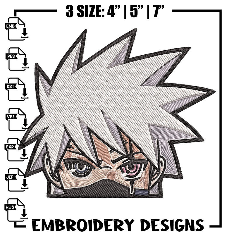 Kakashi Peeker Embroidery Design, Naruto Embroidery, Embroidery File, Anime Embroidery, Anime shirt, Digital download.jpg