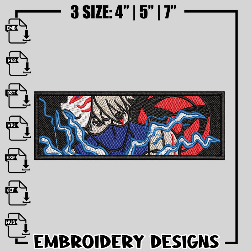Kakashi Rectangle embroidery design, Naruto embroidery, anime design, logo design, anime shirt, Digital download.jpg