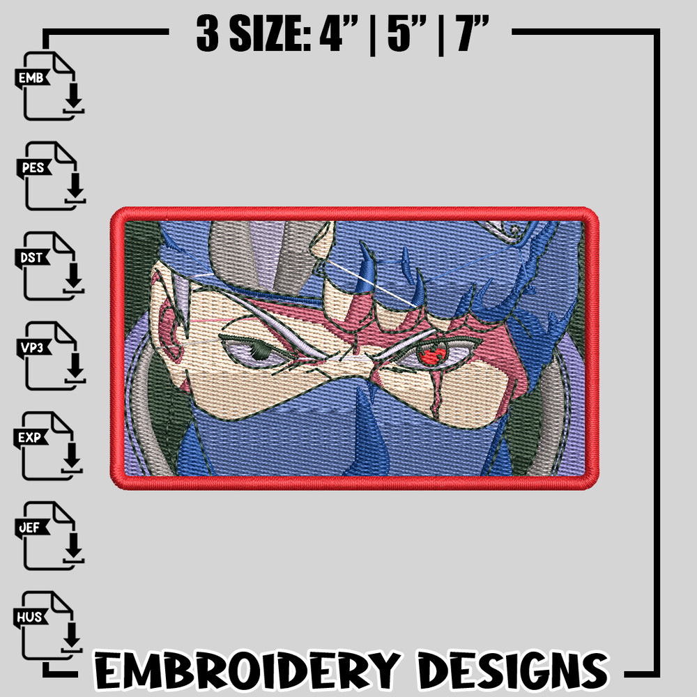 Kakashi's Eyes embroidery design, Naruto embroidery, anime design, logo design, anime shirt, Digital download.jpg