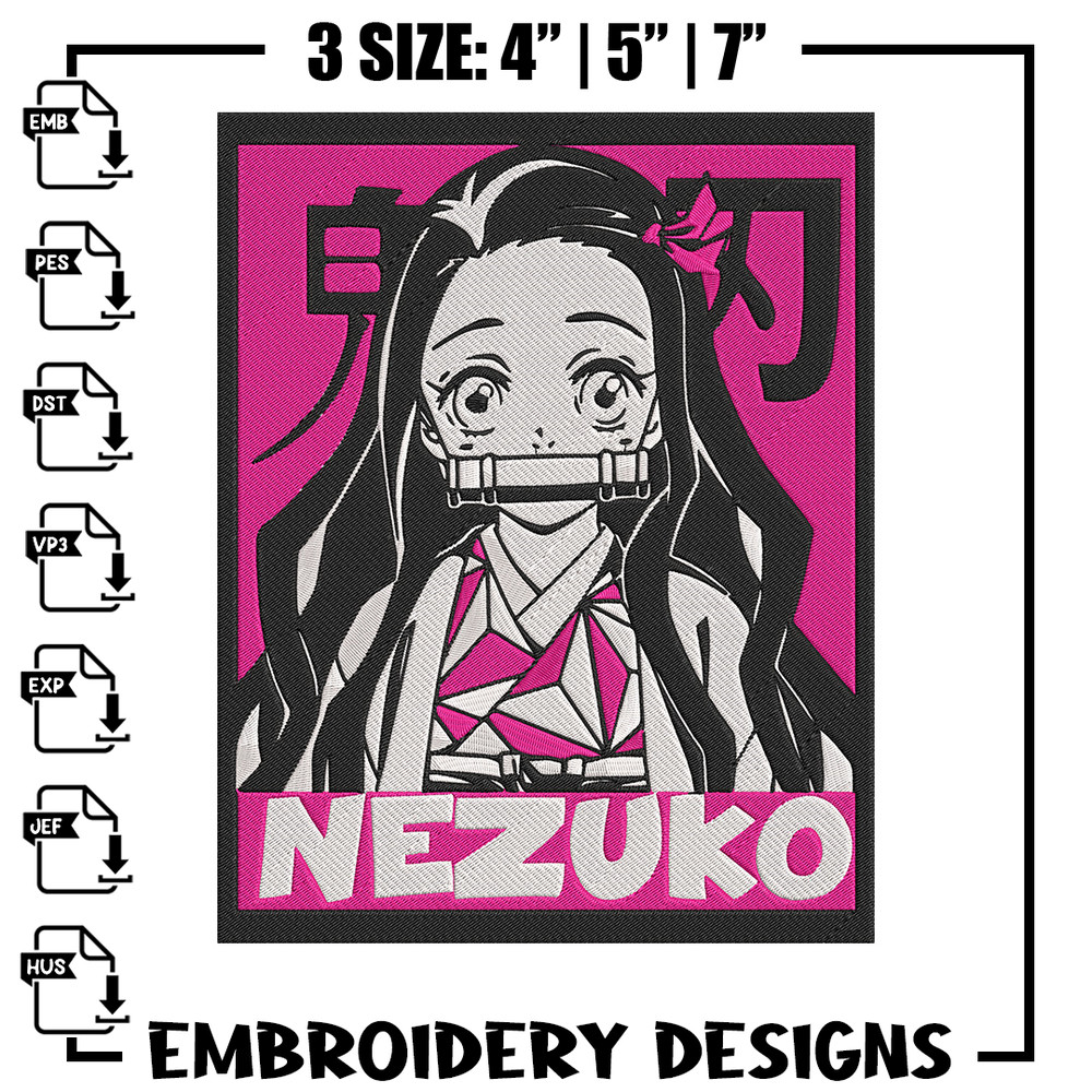 Kamado nezuko poster Embroidery Design, Demon slayer Embroidery, Embroidery File, Anime Embroidery, Digital download..jpg