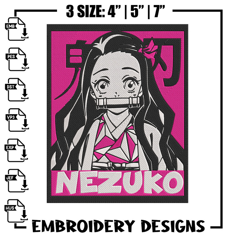 Kamado nezuko poster Embroidery Design, Demon slayer Embroidery, Embroidery File, Anime Embroidery, Digital download..jpg