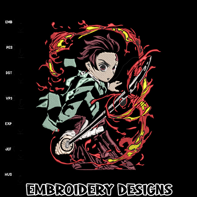 Kamado Tanjiro Embroidery Design, Demon slayer Embroidery, Embroidery File, Anime Embroidery,Digital download..jpg