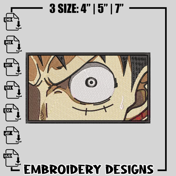Luffy eyes embroidery design, One Piece embroidery, anime design, logo design, anime shirt, Digital download.jpg