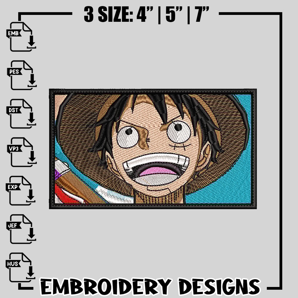 luffy laugh embroidery design, One Piece embroidery, anime design, logo design, anime shirt, Digital download.jpg