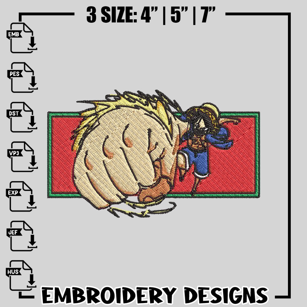 Luffy Punch embroidery design, One Piece embroidery, anime design, logo design, anime shirt, Instant download.jpg