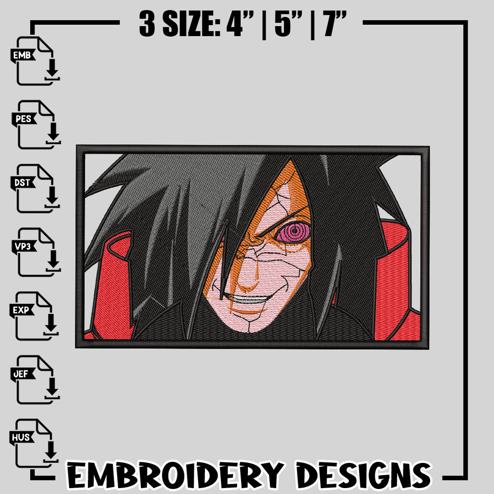 Madara Uchiha embroidery design, Naruto embroidery, anime design, logo design, anime shirt, Digital download.jpg