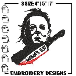 mamas boy embroidery design, michael myers embroidery, embroidery file, halloween design, digital download
