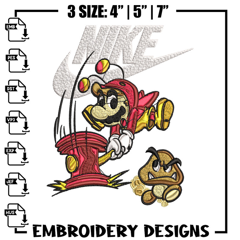 Mario bros Nike Embroidery design, Mario bros game Embroidery, Nike design, Embroidery file, Instant download..jpg