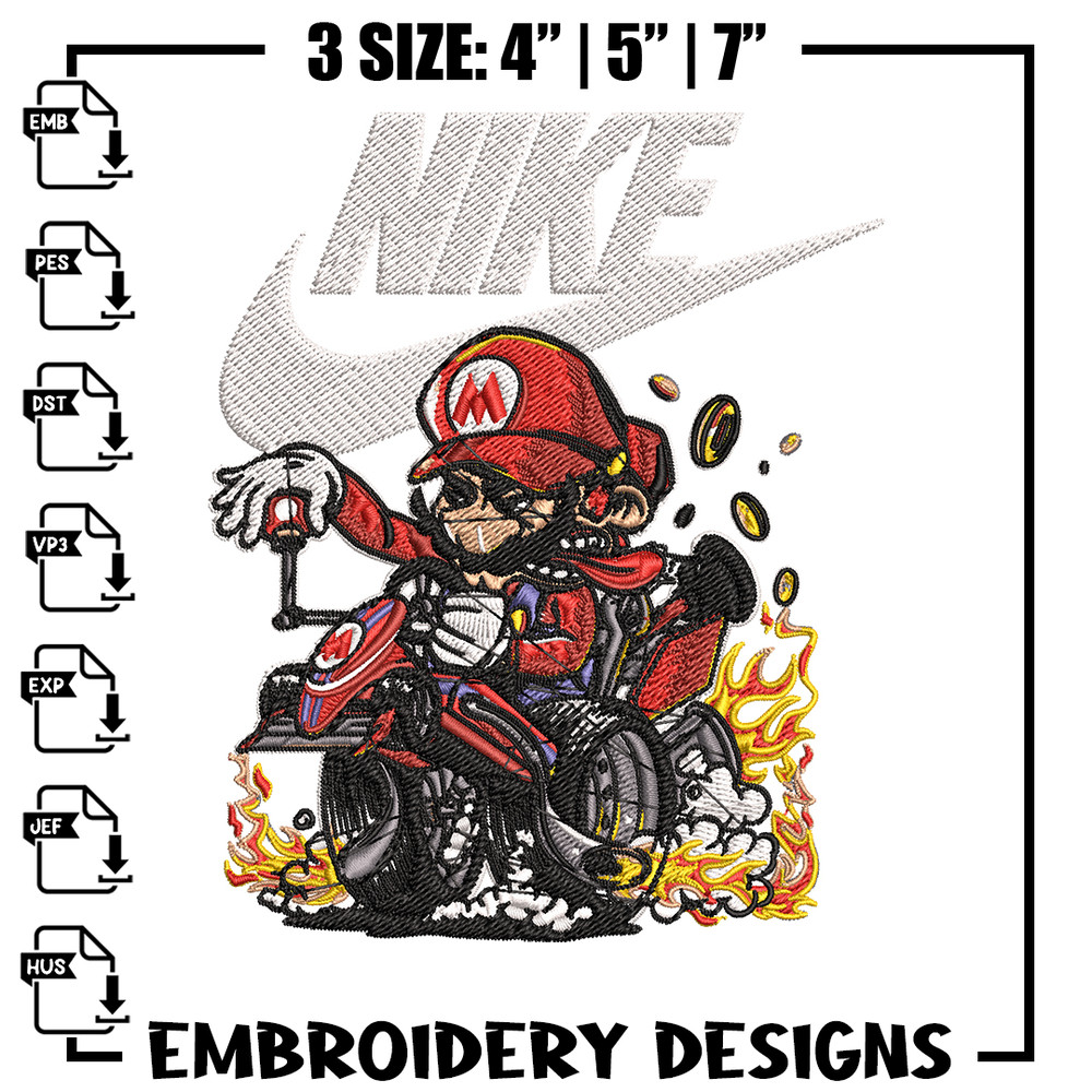 Mario car Nike Embroidery design, Mario car game Embroidery, Nike design, Embroidery file, logo shirt, Instant download..jpg