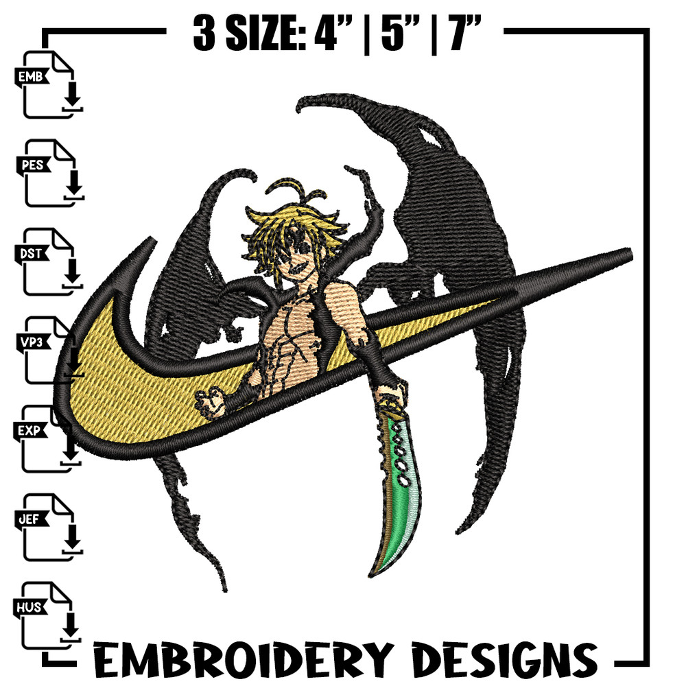 Meliodas Nike embroidery design, Nanatsu no Taizai embroidery, Nike design, anime design, anime shirt, Digital download.jpg