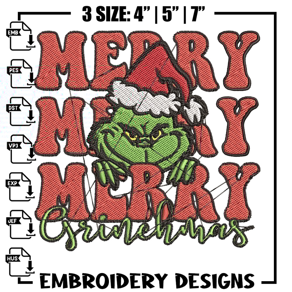 Merry Christmas Grinch Embroidery design, Grinch christmas Embroidery, logo design, Embroidery File, Instant download..jpg