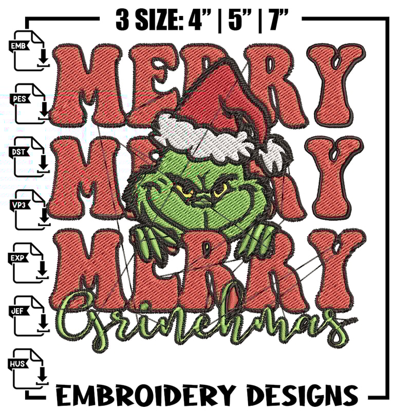 Merry Christmas Grinch Embroidery design, Grinch christmas Embroidery, logo design, Embroidery File, Instant download..jpg