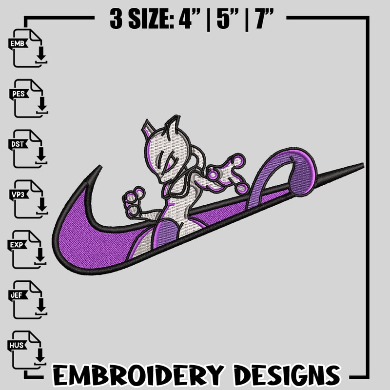 Mewtwo nike embroidery design, dragon ball embroidery, nike design, logo design, anime shirt, Digital download.jpg