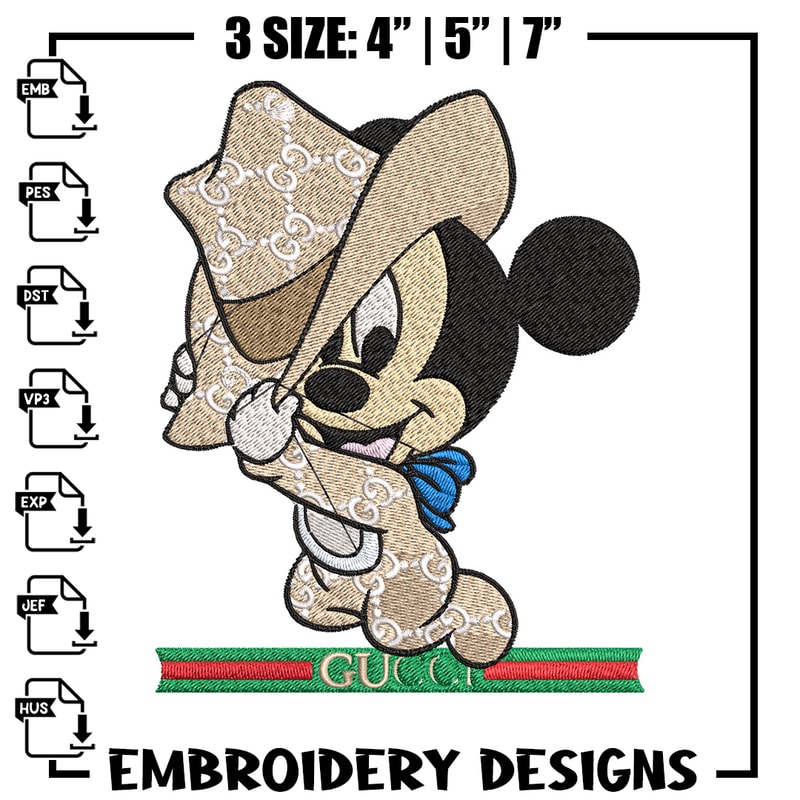 Mickey baby Embroidery Design, Gucci Embroidery, Embroidery File, Logo shirt, Sport Embroidery, Digital download.jpg