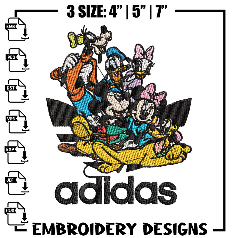 Mickey friends Embroidery Design, Adidas Embroidery, Brand Embroidery, Embroidery File,Logo shirt,Digital download.jpg