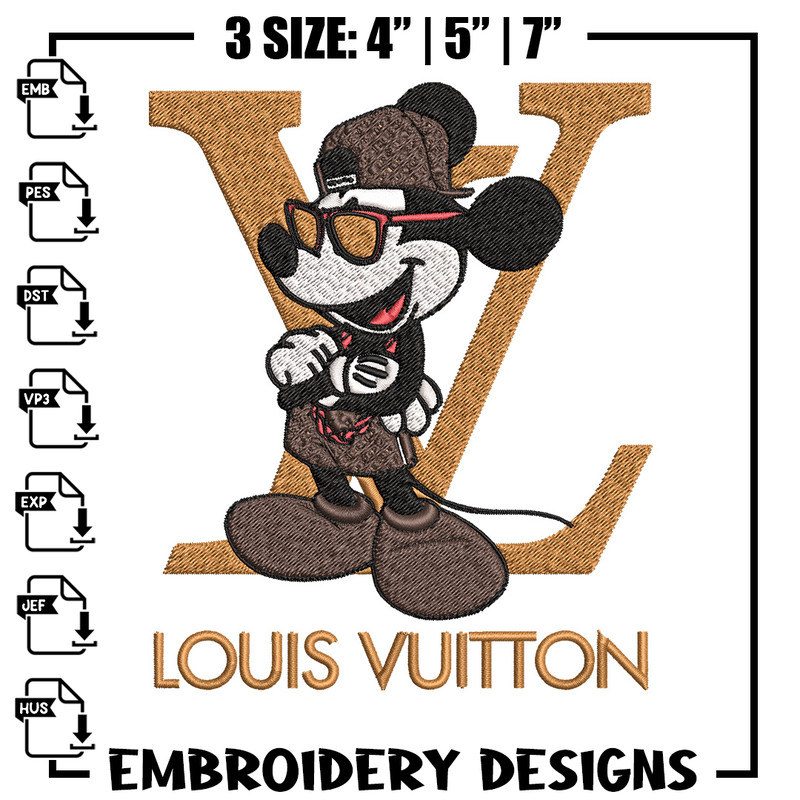 Mickey louis vuitton Embroidery Design, Lv Embroidery, Brand Embroidery, Logo shirt, Embroidery File, Digital download 1.jpg