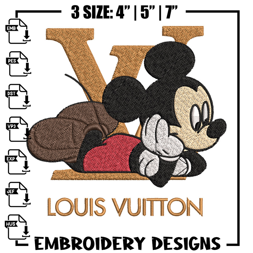 Mickey louis vuitton Embroidery Design, Lv Embroidery, Embroidery File, Brand Embroidery, Logo shirt, Digital download.jpg