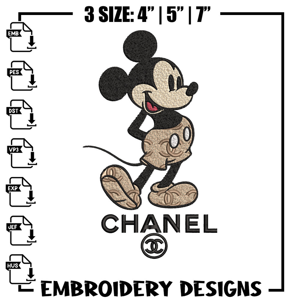 Mickey mouse chanel Embroidery Design, Chanel Embroidery, Brand Embroidery, Embroidery File, Logo shirt,Digital download.jpg
