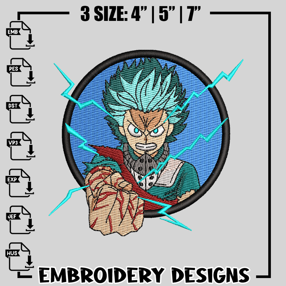 Midoriya Full Cowl embroidery design, my hero academia embroidery, anime design, logo design, Instant download.jpg