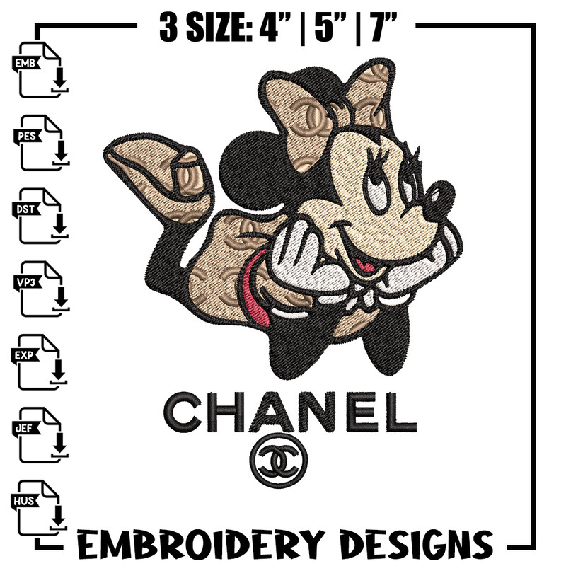 Minnie chanel Embroidery Design, Chanel Embroidery, Brand Embroidery, Embroidery File, Logo shirt, Digital download 1.jpg