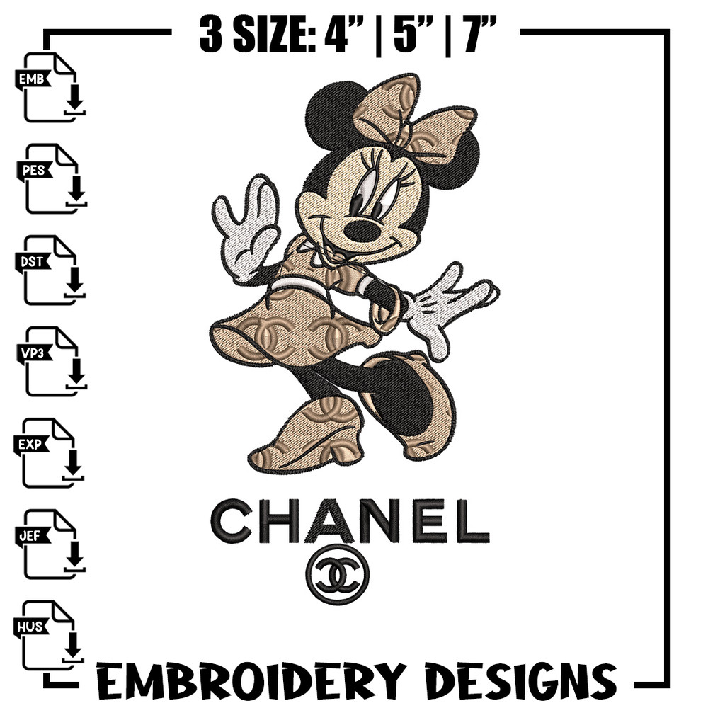 Minnie fun chanel Embroidery Design, Chanel Embroidery, Brand Embroidery, Embroidery File, Logo shirt,Digital download 1.jpg