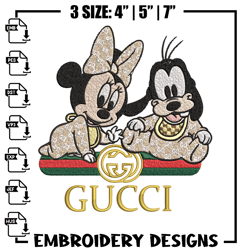 minnie goofy baby embroidery design, gucci embroidery, embroidery file, logo shirt, sport embroidery, digital download 1