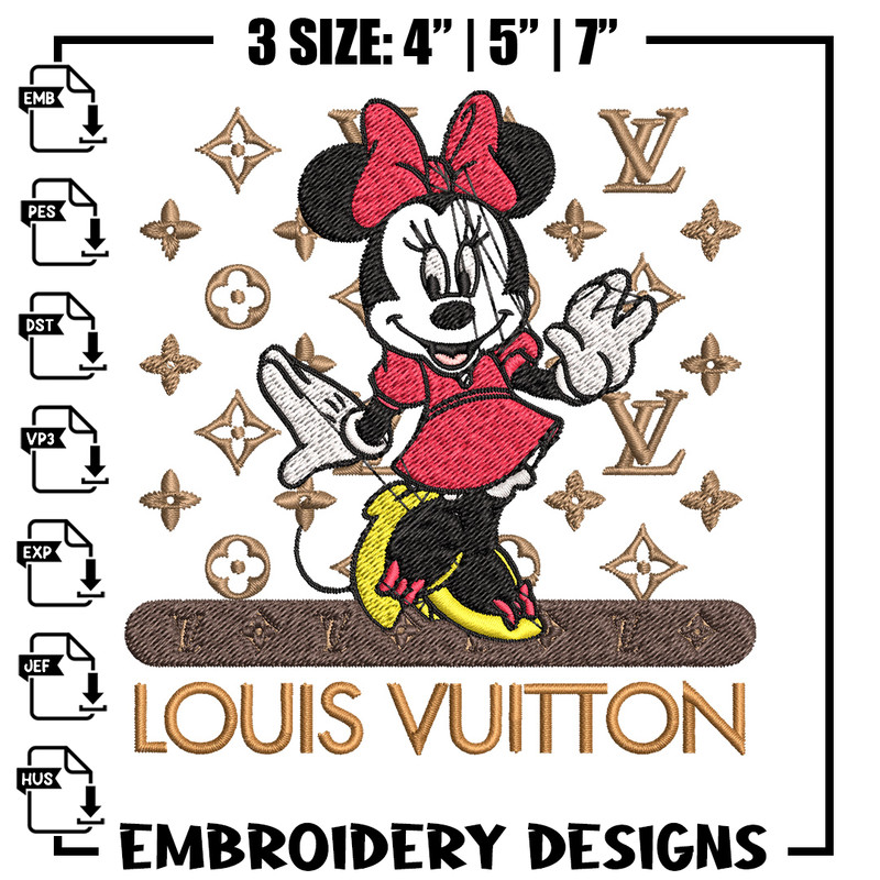 Minnie logo lv Embroidery Design, Lv Embroidery, Embroidery File, Brand Embroidery, Logo shirt, Digital download 1.jpg