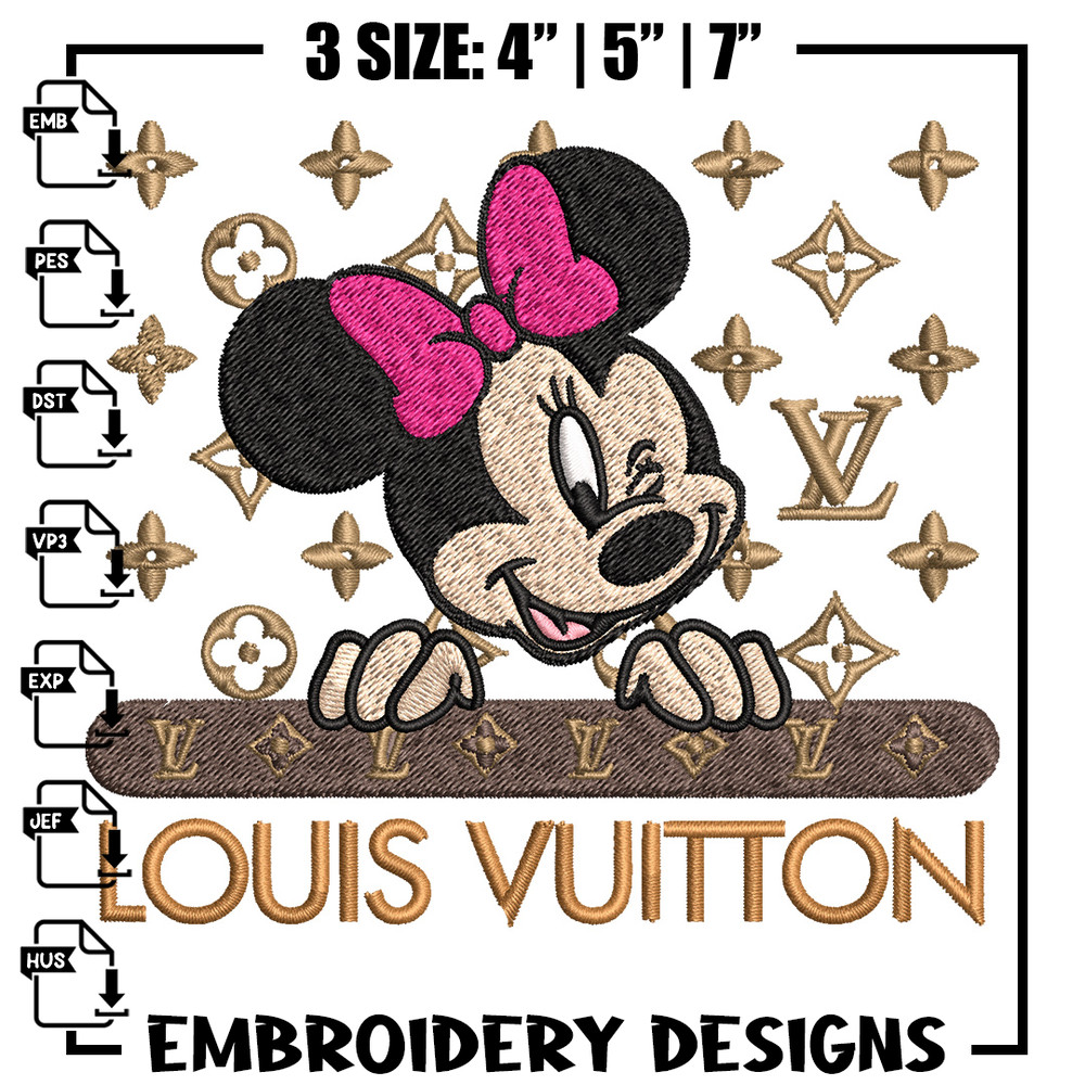 Minnie louis vuitton Embroidery Design, Lv Embroidery, Brand Embroidery, Logo shirt, Embroidery File, Digital download 1.jpg