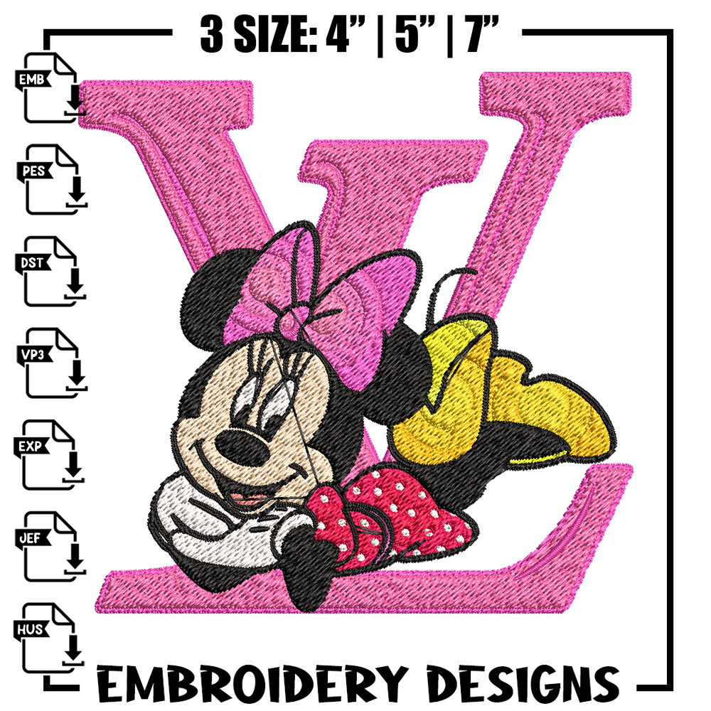 Minnie pink lv Embroidery Design, Lv Embroidery, Brand Embroidery, Embroidery File, Logo shirt, Digital download.jpg