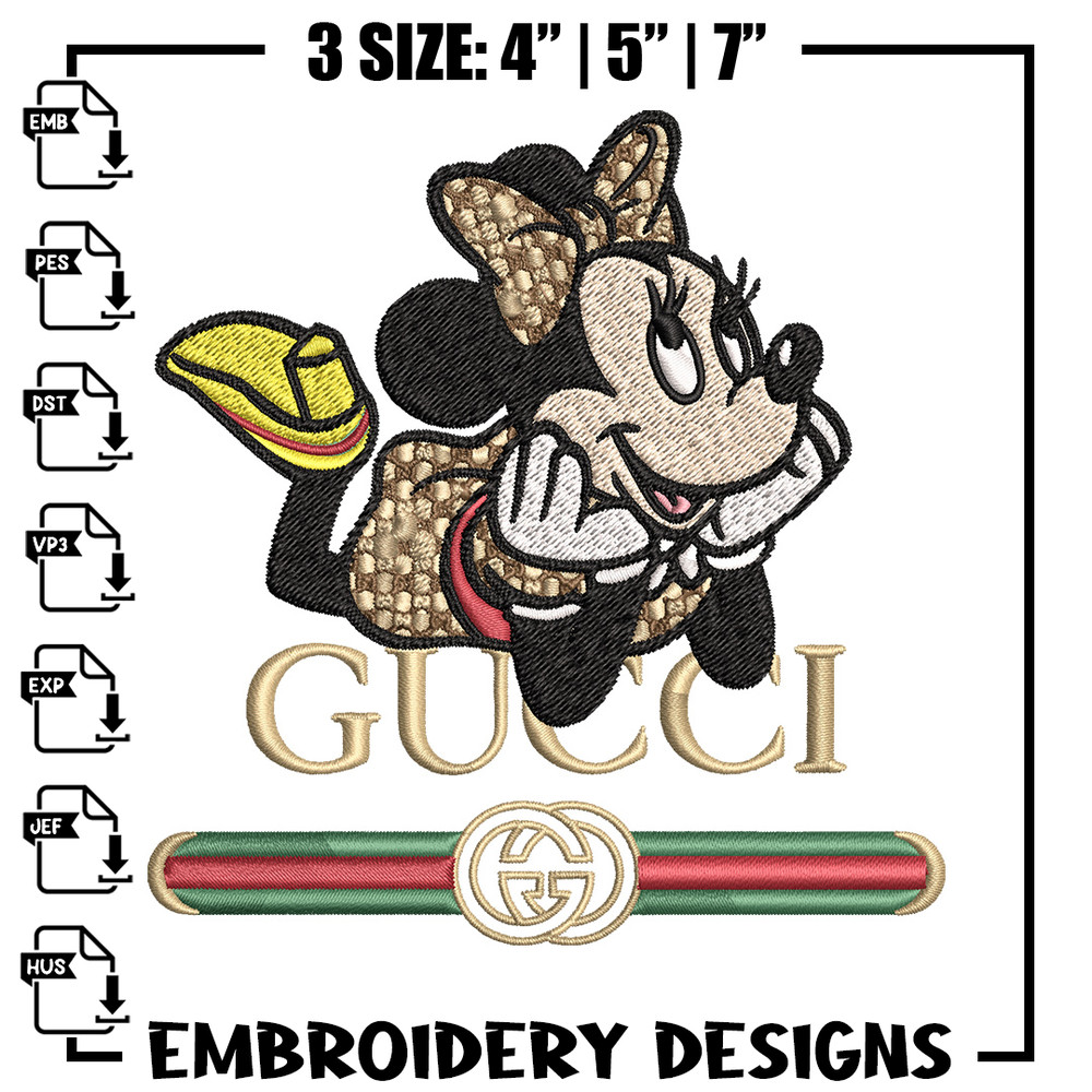 Minnie smile gucci Embroidery Design, Gucci Embroidery, Brand Embroidery, Logo shirt, Embroidery File, Digital download.jpg