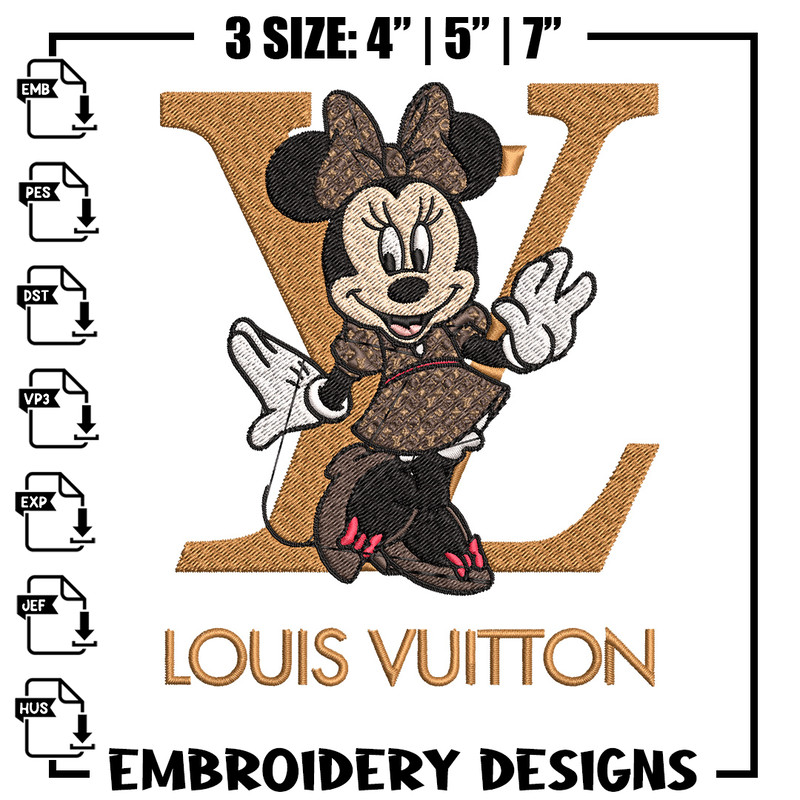 Minnie smile lv Embroidery Design, Lv Embroidery, Embroidery File, Brand Embroidery, Logo shirt, Digital download 1.jpg