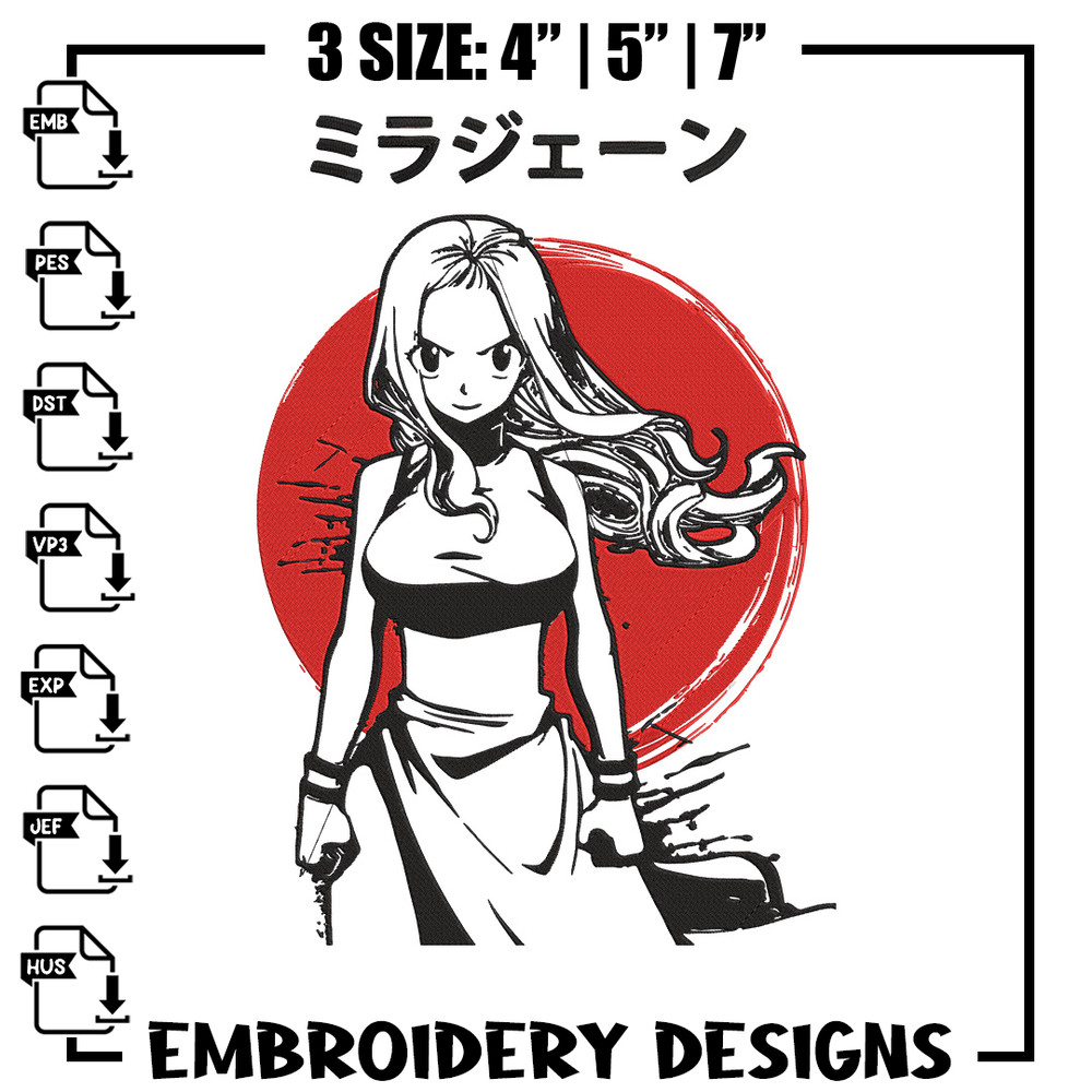 Mirajane Embroidery Design, Fairy Tail Embroidery, Embroidery File, Anime Embroidery, Anime shirt, Digital download.jpg