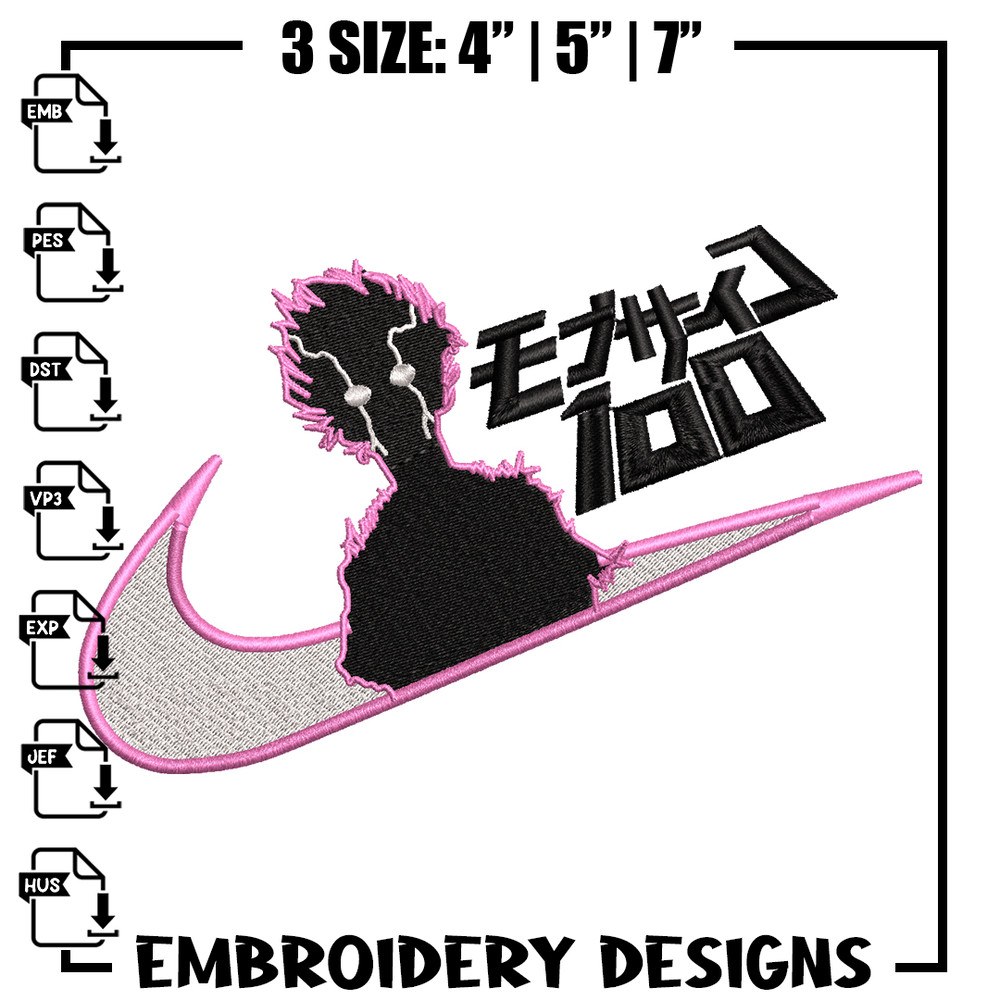 Mob Psycho Nike embroidery design, Mob Psycho 100 embroidery, Nike design, anime design, anime shirt, Digital download.jpg